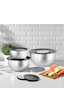 Nehir Silver Çelik 9 Parça Rendeli Karıştırma Kabı Takımı