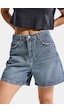 it's basic Kadın Koyu Kot Rengi 2s6-125 Mom Fit Midi Boy %100 Koton Denim Şort