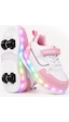 Glow Kız Erkek Çocuk Patenli, Işıklı Rahat Spor Ayakkabı & Sneaker 4 Teker Kaykay Ayakkabı Pembe