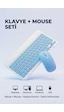 Kablosuz Bluetooth Klavye Ve Dongle Lı Mouse Seti Şarjlı Klavye Ve Fare Kombinasyonu Mavi