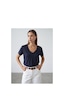 Dilvin 32847 Lyocell Karışımlı V Yaka T-shirt-k.lacivert-16457