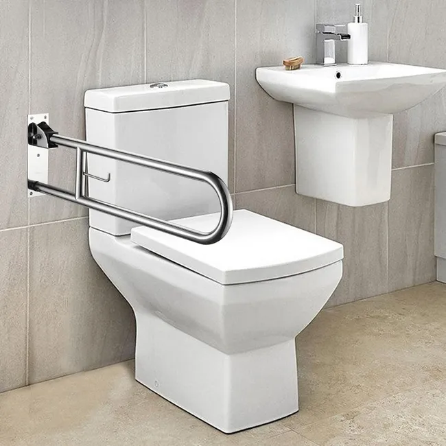 Wc Kağıtlıklı Parlak Hareketli Mafsallı Engelli Tutunma Barı Q32 Çapında Paslanmaz Parlak Krom