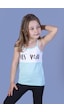 Toontoy Kids Toontoy Kız Çocuk Çevirmeli Pullu Hey You Baskılı Atlet Mint Yeşili