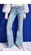 it's basic Kadın Ice 4s6-3 Swl Mid Rise Flare Fit Kemer Detaylı Esnek Kumaş Denim Jean Buz Mavi