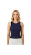 Cottonhıll Premium - Tide Collection Lacivert Bisiklet Yaka Bürümcük Dokulu Kolsuz Kadın Crop Bluz