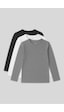 Standart Fit Basic O Yaka 3lü Paket Gri Melanj-antrasit-beyaz Unisex Çocuk T-shirt - 11329 Beyaz - Gri