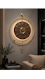 Metaquartz Aksesuar Büyük Boy 50x75cm Quartz Mekanizma Ispanyol Orbit Time , Metal Ahşap Duvar Saati Gold,