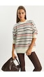 Shade Kadın Bisiklet Yaka Çizgili Oversize Triko Kazak 2524 60283680 - Krem Shade Kadın Bisiklet Yaka Çizgili Oversize Triko Kazak 2524 60283680 - Krem