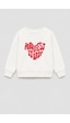 Monila Kız Çocuk 3 İplik Kumaş Baskılı Pamuklu Sweatshirt Ekru