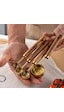Mucit Home 4 Adet Gold Paslanmaz Çelik Ahşap Saplı Ölçü Kaşığı Seti Ölçü Kabı Küçük Gold