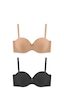 Cottonill Seamless Bra - Serina Balenli Lazer Kesim Yarım Dolgulu Push Up Straplez Kadın Sütyen 2'li Paket Çok Renkli