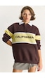 Shade Kadın Polo Yaka Düğmeli California Yazılı Nakış Detaylı Oversize Kadın Sweatshirt 10009 60283563 - Kahverengi