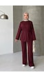 Thiff Tesettür Önü Bağlamalı Oversize Çimalı Modal Takım Bordo