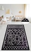 Chart Black Sıyah 80X150 Cm Modern Yıkanabilir Kaymaz Taban Halı