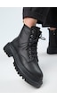 Manijero Dilzar Kadın Hakiki Deri Bağcıklı İçten Fermuarlı Siyah Bot