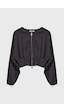 it's basic Kadın Siyah Renk W5-1 Bol Kesim Örme Esnek Kumaş Oversize Fermuarlı Sweatshirt
