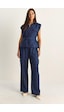 Kadın Vatkalı Kemer Detaylı Cepli Yelek Beli Lastikli Cepli Modal Takım 7502 60286137 - Lacivert
