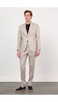 İmza Bej Mono Yaka Keten 6 Drop Slim Fit Yarım Astar %100 Keten Takım Elbise 1001260164 Koyu Bej