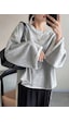 Oversize Kesim Bisiklet Yaka Uzun Kollu Sweatshirt Gri