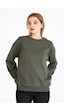 MMetalic Kadın Haki Renk Basic Bisiklet Yaka Sweatshirt