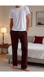 Elemge %100 Pamuk Süprem Erkek Pijama Altı Bordo Rahat Kalıp Cepli Relax Fit Lastikli Ipli Terletmez Esnek