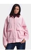 Kadın 6w6-98 Oversize Velvet Kadife Kumaş Deri Detaylı Tasarım Ceket Pembe