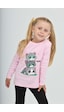 Toontoy Kız Çocuk Üçlü Kedi Baskılı Sweatshirt Pembe