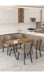 Gnr 70x110cm Sabit Atlantik Mutfak Masası Takımı, Yemek Masası, 4 Modern Cappucino Sandalye Cappuccino
