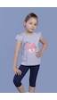 Toontoy Kids Toontoy Kız Bestie Baskılı Pul İşlemeli Taytlı Takım Gri Melanj