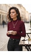 Tarz Cool Kadın Bordo Yarım Balıkçı Detaylı Triko Kazak Bordo
