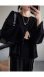 Oversize Kesim Bisiklet Yaka Uzun Kollu Sweatshirt Siyah