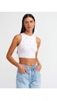 Dilvin Kalp Nakışlı Crop Top 101a20819 Beyaz