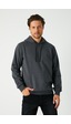 MMetalic Antrasit Erkek Kapüşonlu Kanguru Cepli Sweatshirt