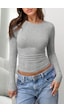 Tarz Cool Kadın Bisiklet Yaka Basic Uzun Kollu Likralı Body Gri