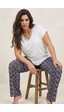 Siyah İnci Desenli Büyük Beden Battal Boy Viskon Örme Pijama Takım 26120974 Ekru