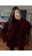 Madmext Bordo Dik Yakalı Cepli Peluş Mont Mg1966 Bordo