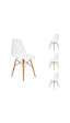 Seduna Beyaz Eames Sandalye | Natural Ahşap Ayaklı | 4 Adet-Beyaz