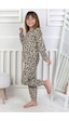 Minik Uyku Avcısı - Vahşi Rahatlık Serisi Leopar Desenli Kız Çocuk Pijama Takımı Sarı