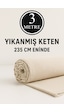 3 Metre Yıkanmış Ham Naturel Keten Kumaş - 235 Cm En - Organik - Doğal - Punch - Döşemelik Kumaş Bej