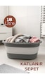 Porsima L-00959-2 Akordiyon Katlanır Sepet Katlanabilir Çamaşır Sepeti Orta Boy Katlanır Çamaşır Sepeti 18 Lt Gri