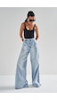 it's basic Kadın Kot Rengi 4s5-3 Mega Baggy Fit Süper Bol %100 Koton Rahat Kesim Denim Jean Mavi