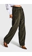 it's basic Kadın Haki Juniper 26w5-15 Skater Fit Fitilli Velvet Kadife Kumaş Pantolon