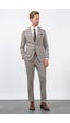 İmza Kahverengi-beyaz Mono Yaka 6 Drop Slim Fit Tam Astar Esnek Takım Elbise 1001260172 Kahverengi - Beyaz