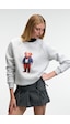 Grımelange Aelorıa Kadın Önü Baskılı Reglan Kol Oversize Grimelanj Sweatshirt Grimelanj