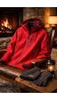 Vatan Tekstil Erkek Slim Fit Softshell Kapüşonlu Erkek Mont Su İtici Rüzgar Geçirmez Kırmızı