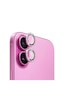 Apple Uyumlu iPhone 16 Ve 16 Plus Pembe Pink Taşlı Kamera Lens Koruyucu Cam Pembe