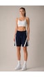 Soft&Basic Lacivert-beyaz Pamuklu Yumuşak Dokulu Şeritli Standart Fit Beli Lastikli Kadın Şort