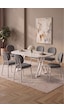 Hooli 90x168 Beyaz Mdf Masa, Metal X Ayak, Metal Sandalye, 6 Kişilik Mutfak Masası Takımı Ve Yemek Masası Takımı Siyah