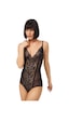 Cottonhill Siyah Çıtçıtlı Dantelli Transparan Balensiz Bodysuit Siyah