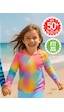 Denokids Uv Korumalı Batik Kız Çocuk Mayo T-shirt Renkli